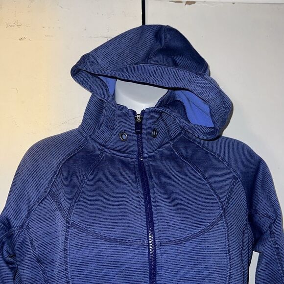 ATHLETA Periwinkle Purple Stripe Strength Zip Up Hoodie Jacket-S - Picture 2 of 10